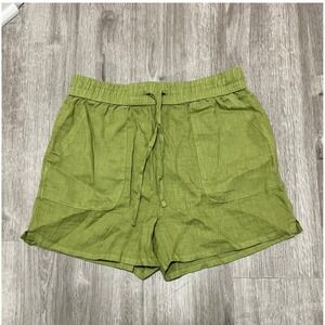 C&C California 100% Linen Drawstring Shorts Women's‎ Green Size L
